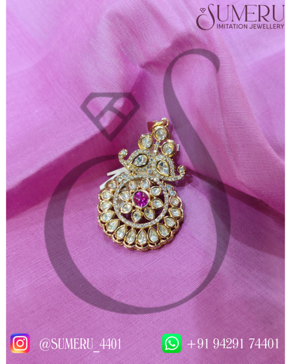 KUNDAN PENDENT SET WITH RUBY STONE. - Image 2
