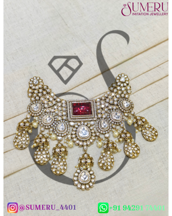 KUNDAN MEHENDI POLISED SET WITH RUBEY STONE. - Image 4