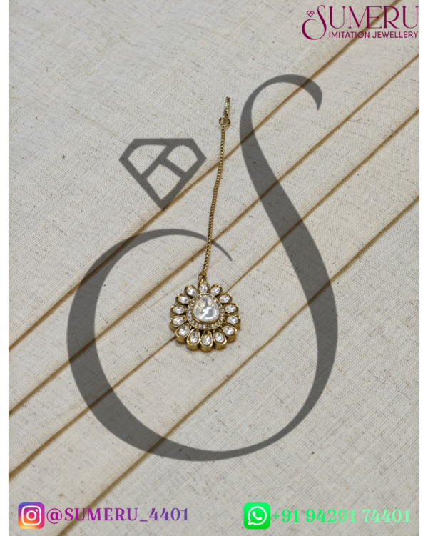 KUNDAN MEHENDI POLISED SET WITH RUBEY STONE. - Image 3