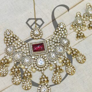 KUNDAN MEHENDI POLISED SET WITH RUBEY STONE.