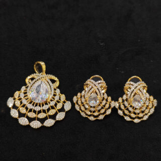 A.D. PENDENT SET WITH BIG WHITE STONE