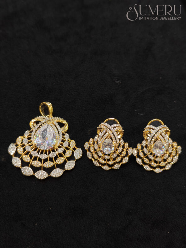A.D. PENDENT SET WITH BIG WHITE STONE