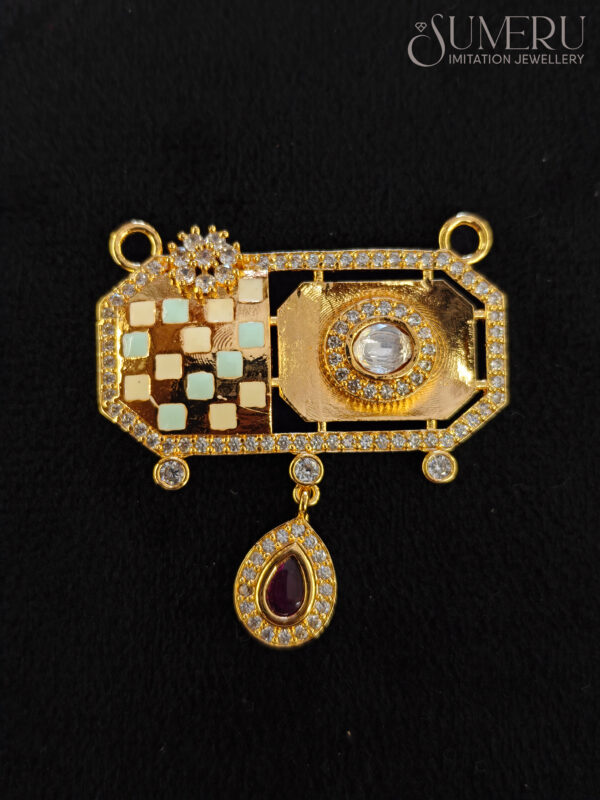KUNDAN + A.D. PENDENT SET WITH UNIQUE DESIGN - Image 3