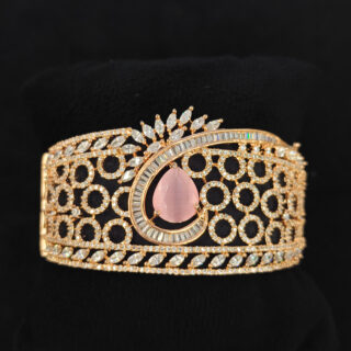 A.D. KADA IN GOLDEN POLISHED WITH PINK STONE