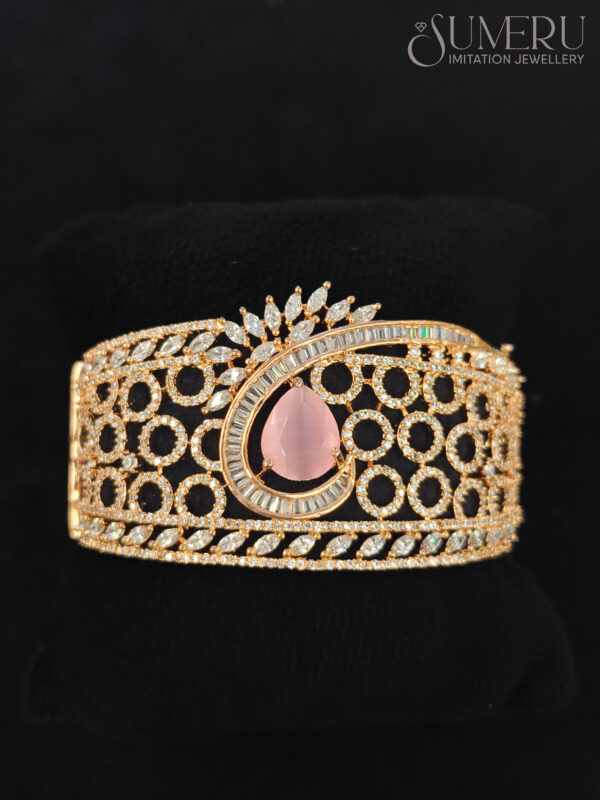 A.D. KADA IN GOLDEN POLISHED WITH PINK STONE