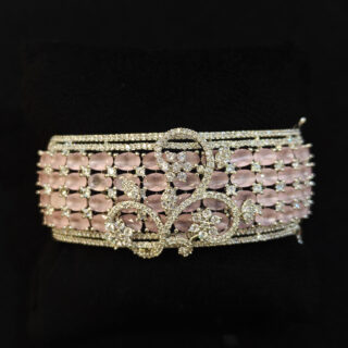 A.D. KADA IN SILVER POLISHED WITH PINK STONES