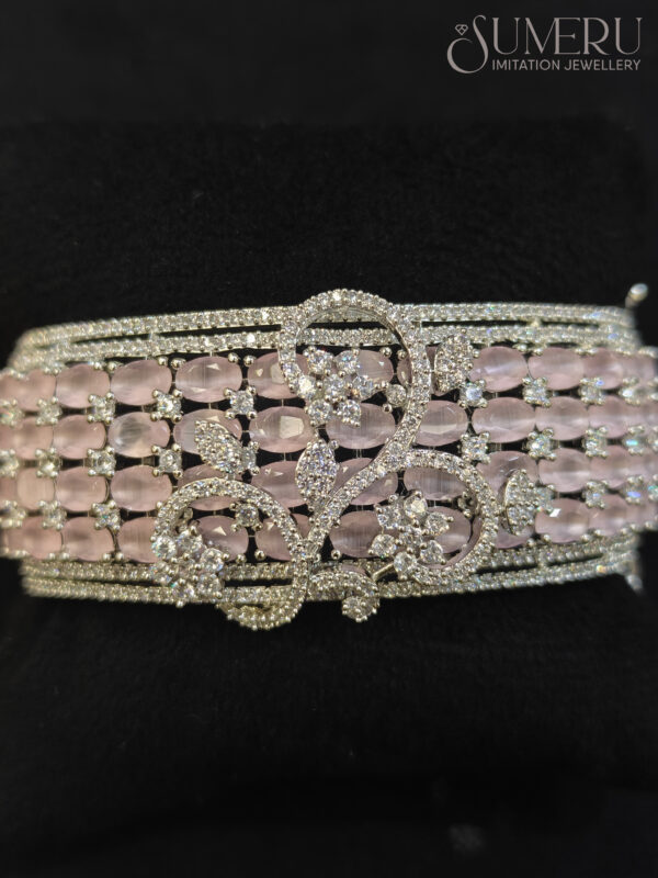 A.D. KADA IN SILVER POLISHED WITH PINK STONES - Image 2