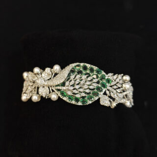 A.D. KADA IN SILVER WITH GREEN STONES
