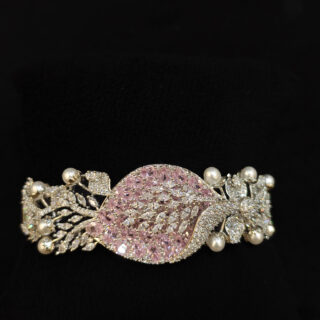 A.D. KADA WITH PINK STONE AND WHITE PAL