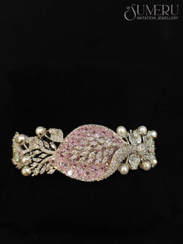 A.D. KADA WITH PINK STONE AND WHITE PAL