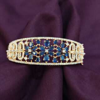 A.D. ROSE GOLD KADA WITH ROYAL BLUE STONE