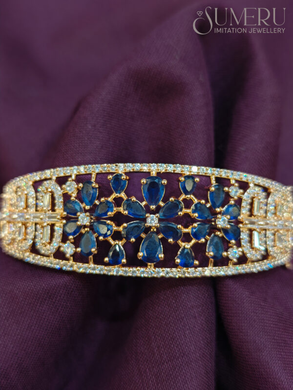 A.D. ROSE GOLD KADA WITH ROYAL BLUE STONE - Image 2