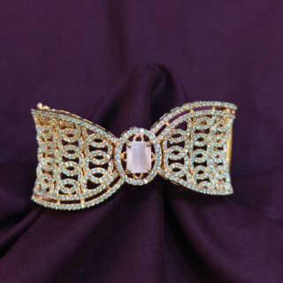 A.D. KADA IN ROSE GOLDEN TONE WITH PINK STONE
