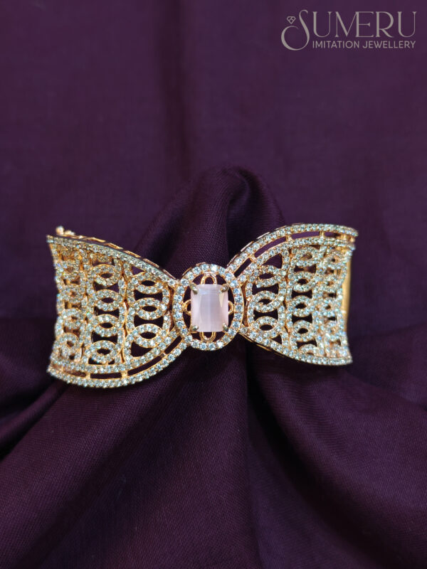 A.D. KADA IN ROSE GOLDEN TONE WITH PINK STONE