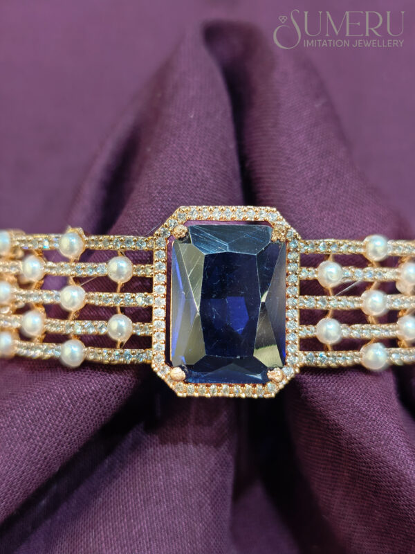 A.D. KADA IN ROSE GOLD WITH BLUE STONE AND PAL - Image 2