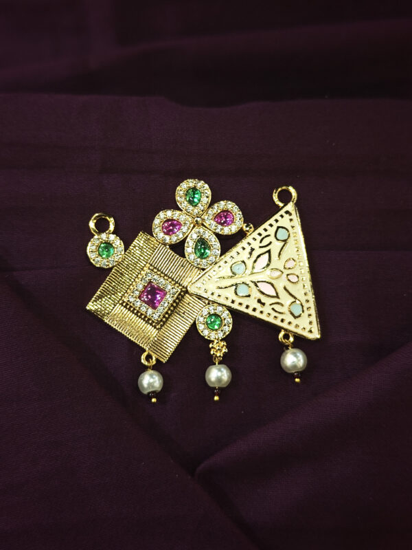 HIGH GOLD PENDENT SET WITH MEENA WORK - Image 3