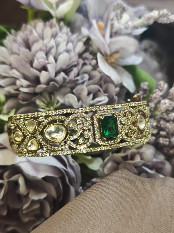 ANTIQUE POLISH WITH GREEN STON KUNDAN KADA - Image 2