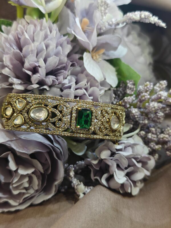 ANTIQUE POLISH WITH GREEN STON KUNDAN KADA - Image 4